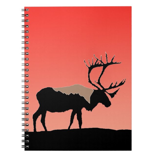 Carnet Caribou au coucher du soleil - Art original de la  (Devant)