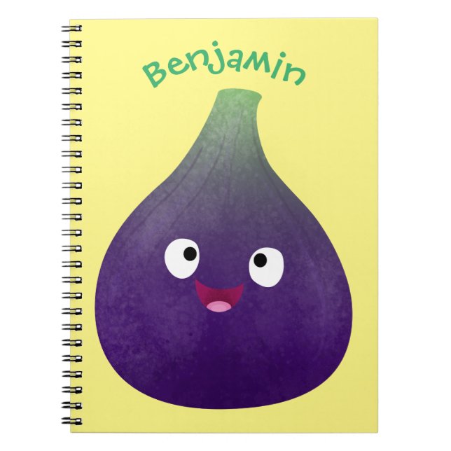 Carnet Caricature de fruits mauve joyeux aux figues (Devant)