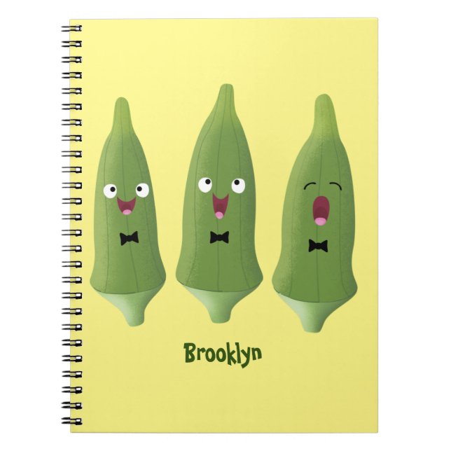 Carnet Caricature de légumes de l'okra chantante mignonne (Devant)