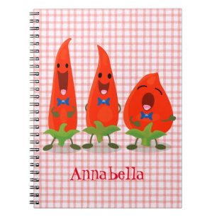 Carnet Caricature de piments chantants mignons