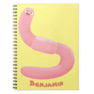 Carnet Caricature de vers de terre rose joli