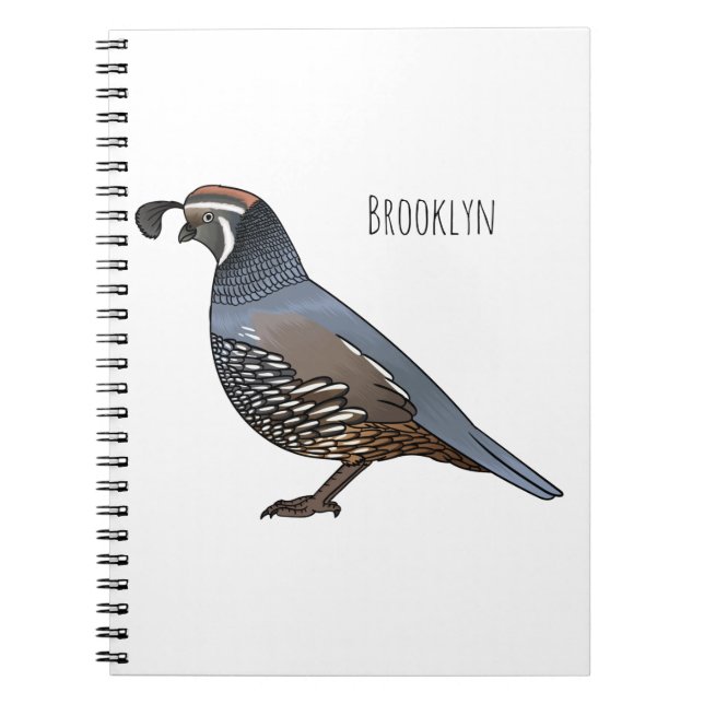 Carnet Caricature d'oiseau de caille de Californie (Devant)