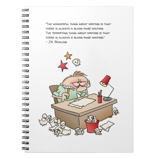 Carnet Caricature en bloc de l'écrivain avec une citation (Devant)