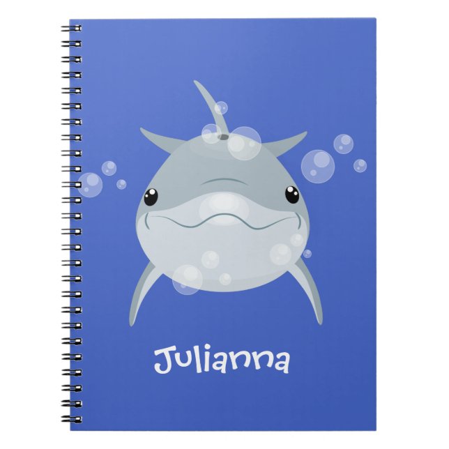 Carnet Caricature joli dauphin kawaii kawaii (Devant)