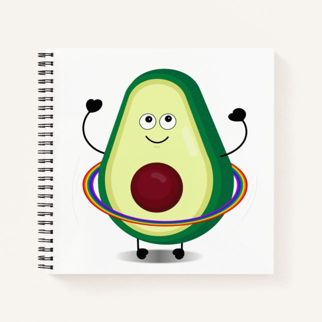 Carnet Caricature mignon Avocado Hula Hoop Spiral (Devant)