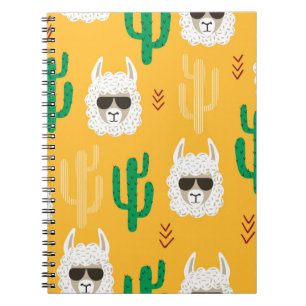 Carnet Caricature sans joint llama et motif de cactus en