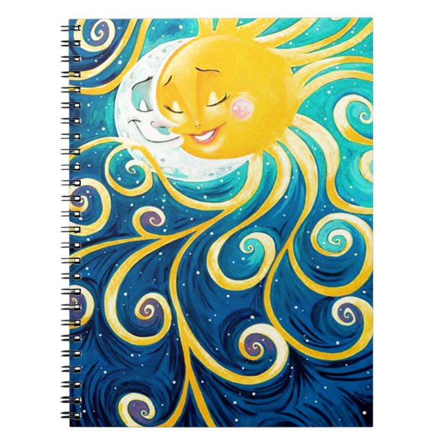 Carnet caricature soleil et lune amour paix (Devant)