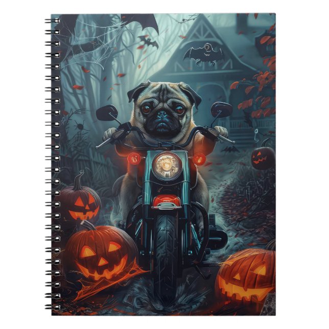 Carnet Carlin équitation moto Halloween effroi (Devant)