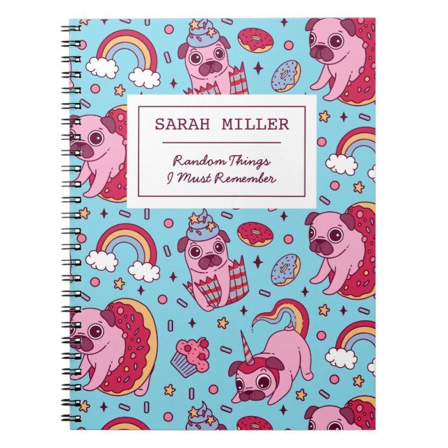 Carnet Carlin personnalisé Doodle Motif Sweet Dessert (Devant)