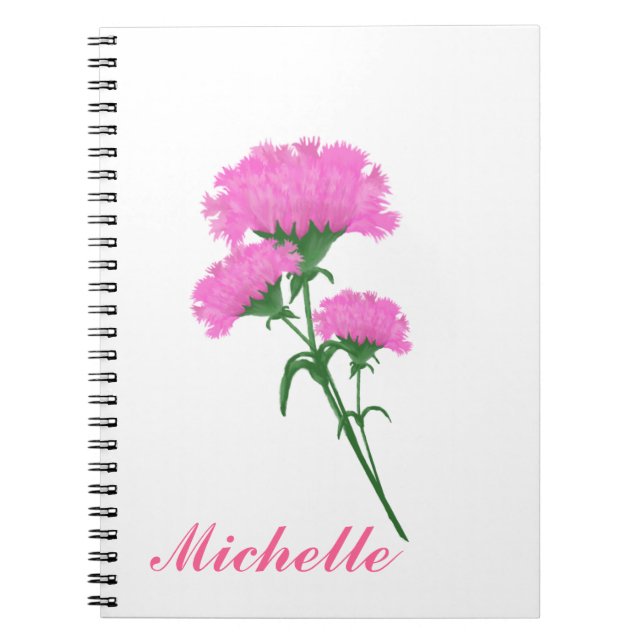 Carnet Carnations d'été rose vif (Devant)