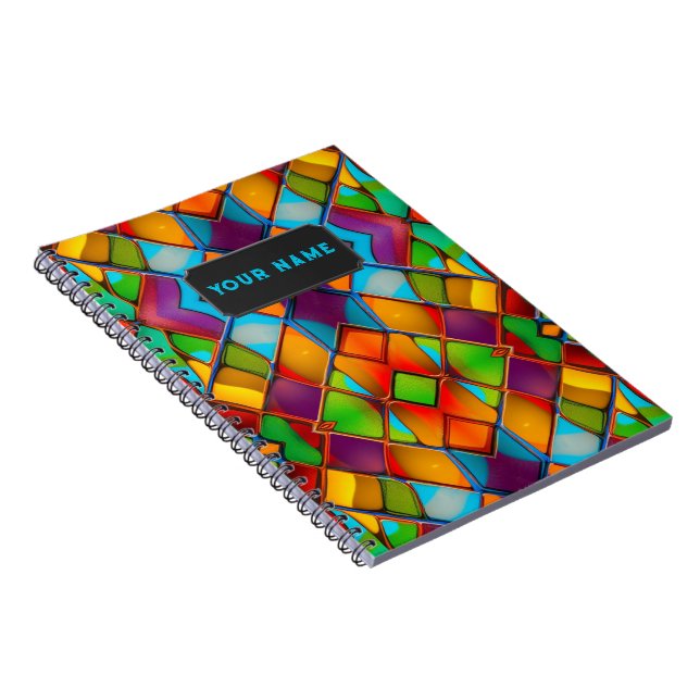 Carnet Carnaval Carreaux de verre de couleur vive - Votre (Côté Droit)