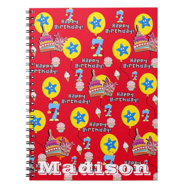 Carnet Carnet, #7 Joyeux 7e Anniversaire Notes Rouge (Devant)