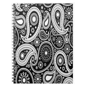 Carnet Carnet/Journal en noir et blanc Paisley