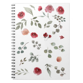 Carnet Carnet, rose, rouge, fleurs, florales