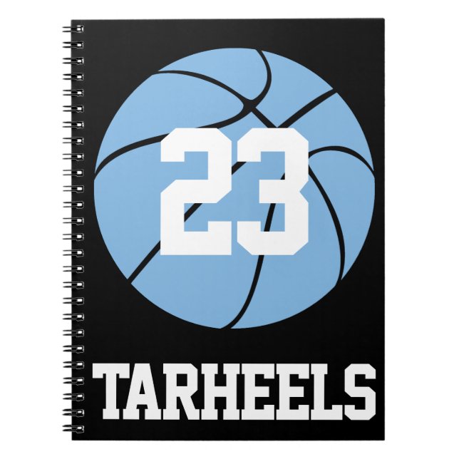 Carnet Carolina Blue Basketball Nom et numéro de l'élève (Devant)