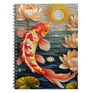 Carnet 🐟 Carpe Koï Lotus Floral Zen Japonais Art de l'Ea