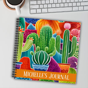 Carnet Carré Cactus Pointés Abstrait Avec Couverture Text