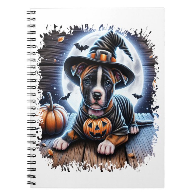 Carnet Carré d'Halloween Chien Staffy (Devant)