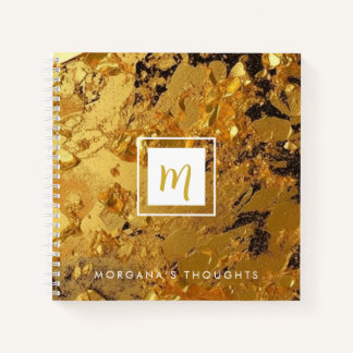 Carnet Carré Monogramme Or Sparkling Luxe