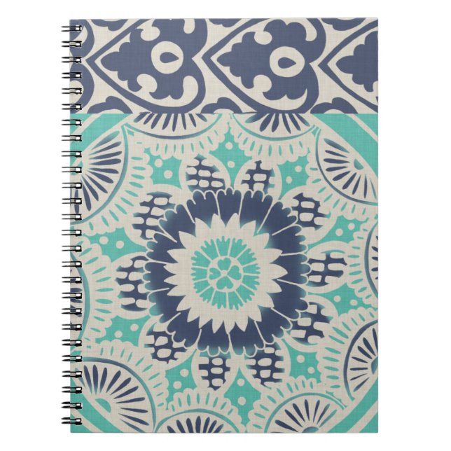 Carnet Carreau bleu Batik III (Devant)
