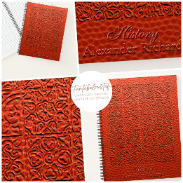 Carnet Carreau Motif Cuir Faux Embossé Orange Rustique