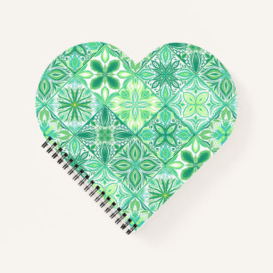 Carnet Carreaux décorés en vert et blanc