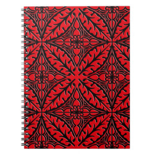 Carnet Carreaux marocains - rouge foncé et noir