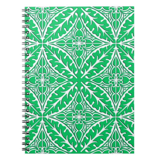 Carnet Carreaux marocains - vert jade et blanc (Devant)