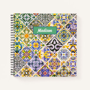 Carnet Carreaux verts méditerranéens siciliens Majolique
