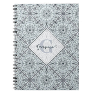 Carnet Carrelage personnalisé Harmonie florale Gris Manda