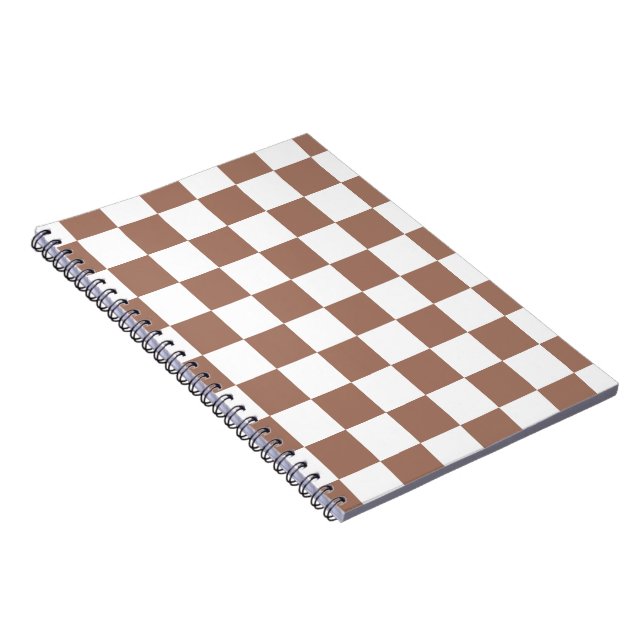 Carnet Carrés Checker mocha brun blanc géométrique rétro (Côté Droit)