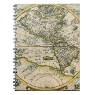 Carnet Carte antique, 1596, America Sive Novus Orbis