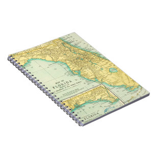 Carnet Carte antique de l'État de Floride USA