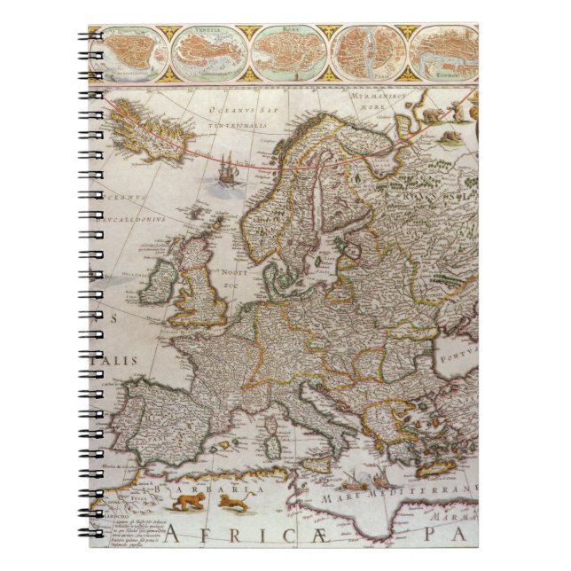 Carnet Carte antique de l'Europe par Willem Jansz Blaeu,  (Devant)