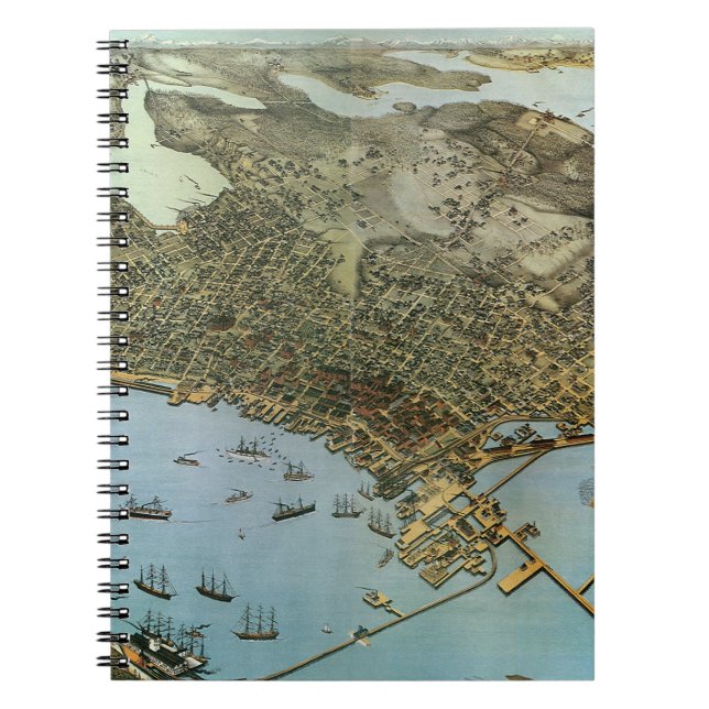 Carnet Carte antique Vue aérienne Ville de Seattle Washin (Devant)