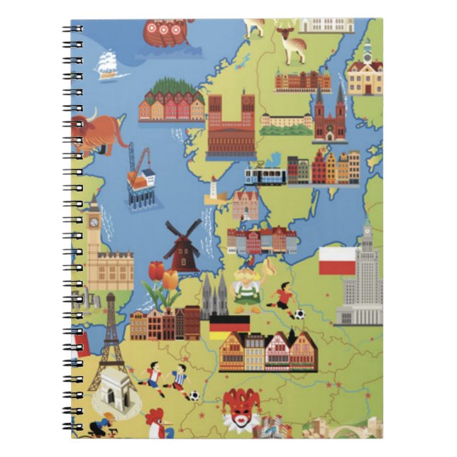 Carnet Carte de bande dessinée de l'Europe (Devant)
