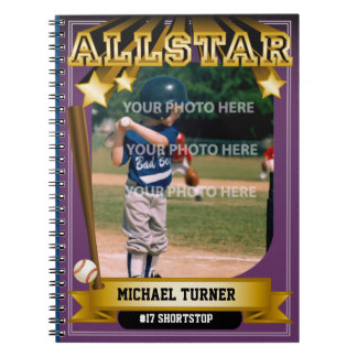 Carnet Carte de baseball violette ALLSTAR