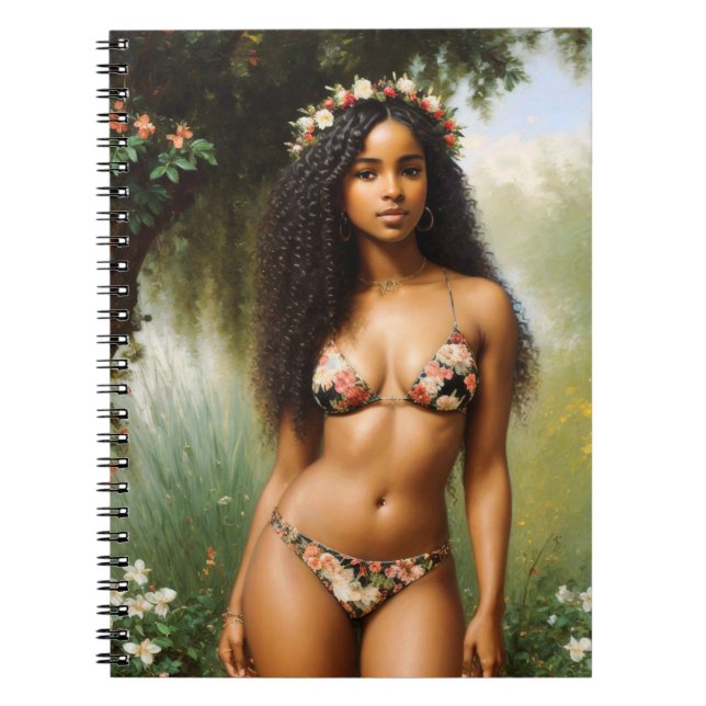 Carnet Carte de beauté florale pour femme noire (Devant)