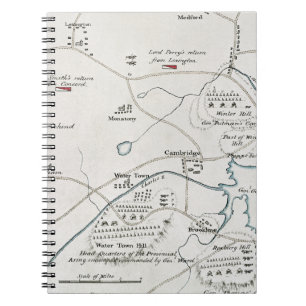 CARNET CARTE DE BOSTON-CONCORD, 1775