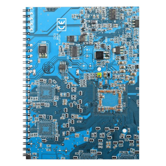 Carnet Carte de circuit Geek d'ordinateur bleu (Devant)