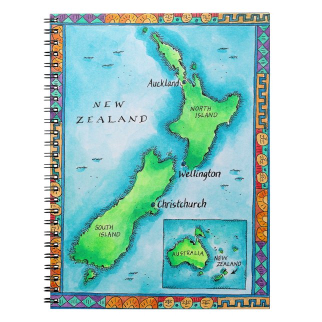 Carnet Carte de la Nouvelle-Zélande (Devant)