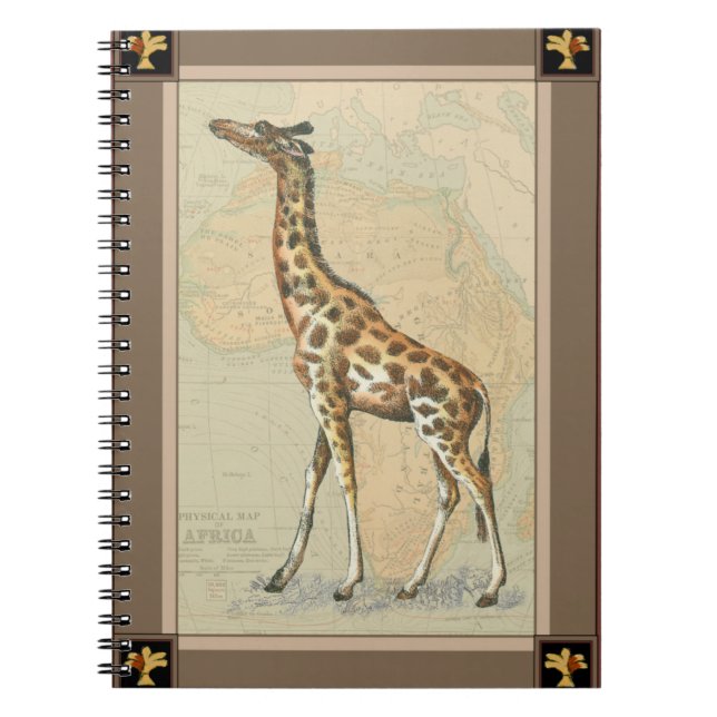 Carnet Carte de l'Afrique et une girafe (Devant)