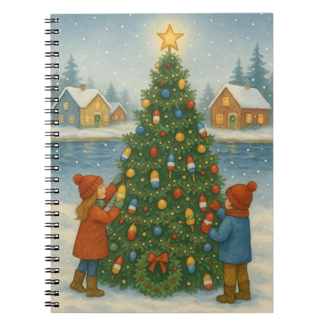 Carnet Carte de Noël de l'arbre à papier de homard (Devant)