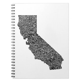 Carnet Carte de typographie de la Californie