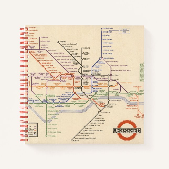 Carnet Carte des chemins de fer souterrains de Londres (Devant)