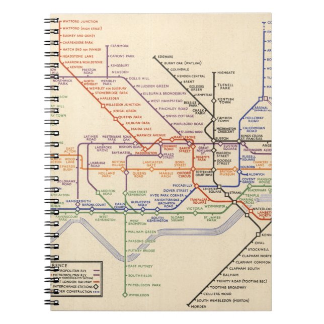 Carnet Carte des chemins de fer souterrains de Londres (Devant)
