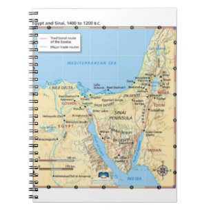 Carnet Carte d'exode Egypte et Sinai 1400 à de Moïse B