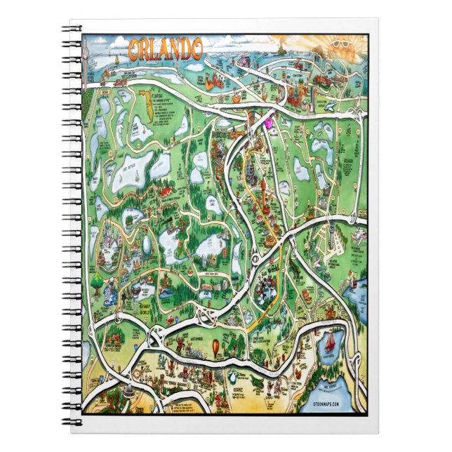 Carnet Carte du dessin animé Orlando Florida (Devant)