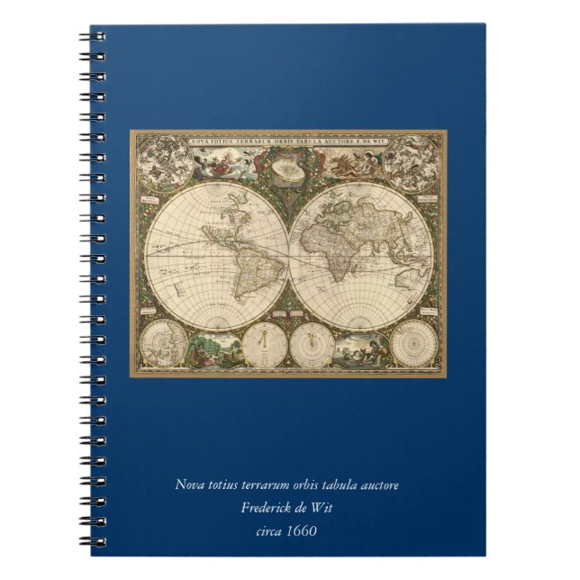 Carnet Carte du monde 1660 par Frederick de Wit (Devant)