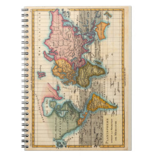 Carnet Carte du monde 1700s Antique